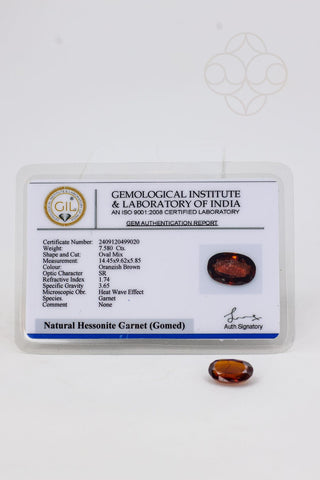 Light-Coded Hessonite (Gomed) - 7.58 Ct