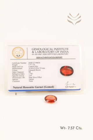 Light-Coded Elite Hessonite (Gomed) - 7.57 Ct